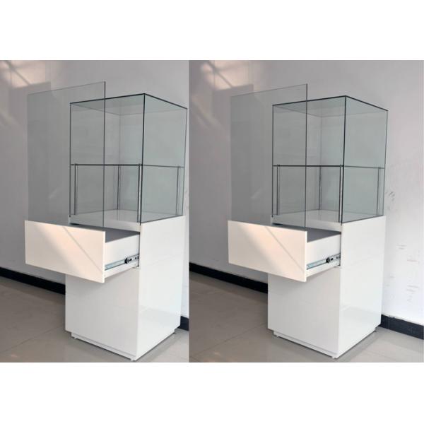 White Glass Wooden Jewelry Display Cases With Locks 500 X 500 X 1500MM
