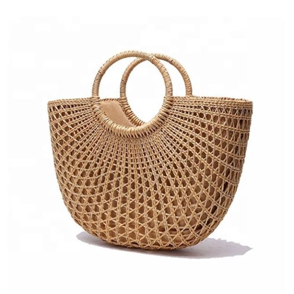Saco feito a mão da praia de Tote Bag Natural Bali Straw do vintage para mulheres