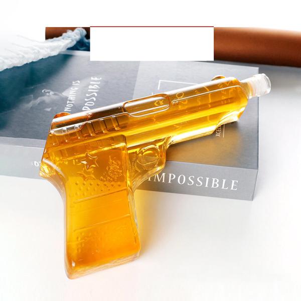 Ясная длина бутылки вискиа 26cm стекла формы оружия руки 500ml