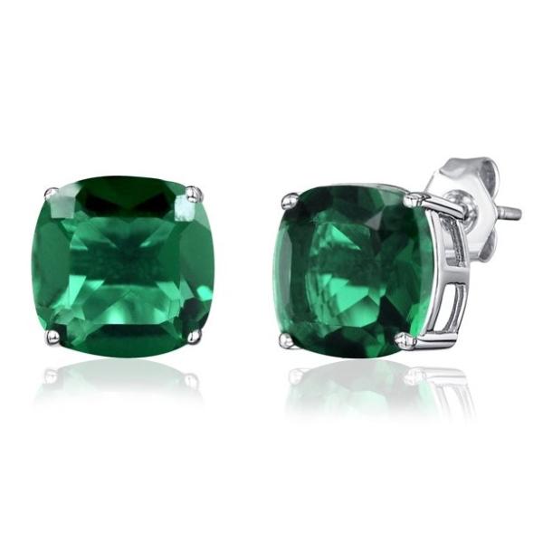 Chic Silver 925 Sterling Silver Heart Pendant Necklace Simulated Emerald Birthstone Necklace