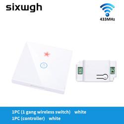 A parede sem fio do toque comuta o interruptor de controle remoto do painel de vidro luxuoso dos grupos RF433 1gang