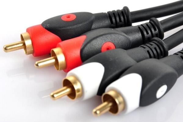 Black 5m RCA Audio Cable , Video Component Cable With Gold Plated Connector