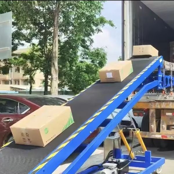 Custom Heavy-Duty Belt Conveyors Mobile Automatic Loading/Unloading Systems Truck Container Warehouse Bulk Material Handling Equipment Truck Container Heavy Cargo Automatic Handling Systems Logistics
