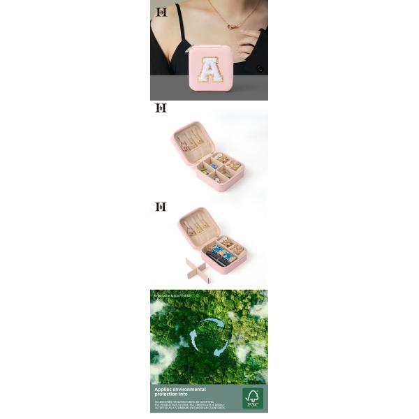 Boîte de rangement de bijoux en velours rose