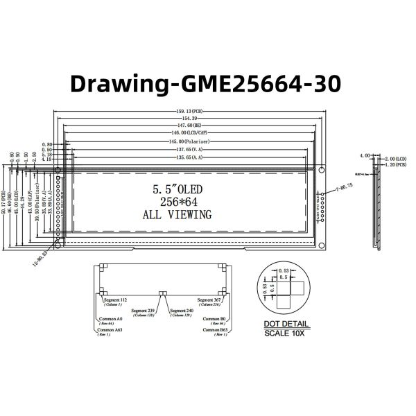 5.5 Inch OLED Display Module with 256x64 Resolution Multi-Interface Support