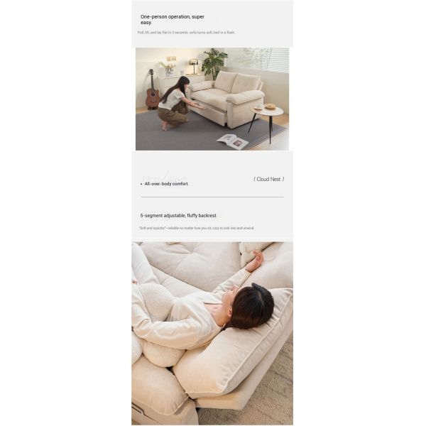 Multifunction Cloud Sofa Bed for Living Room and Villa Adjustable Extendable Double Seat with Reclining for Sleeping