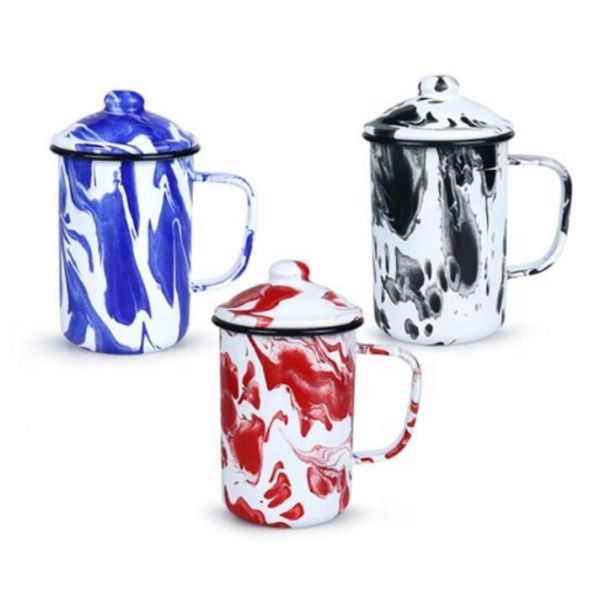 Customized Color Floating Drawing Design Enamel Mugs Sets Camping Mug Coffee Mug Featuring High Temperature Logo Printing