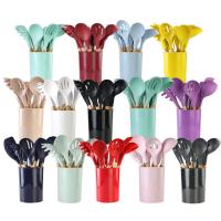 Utensílio da cozinha do silicone da ferramenta da cozinha de 12PCS /set ajustado com punho de madeira