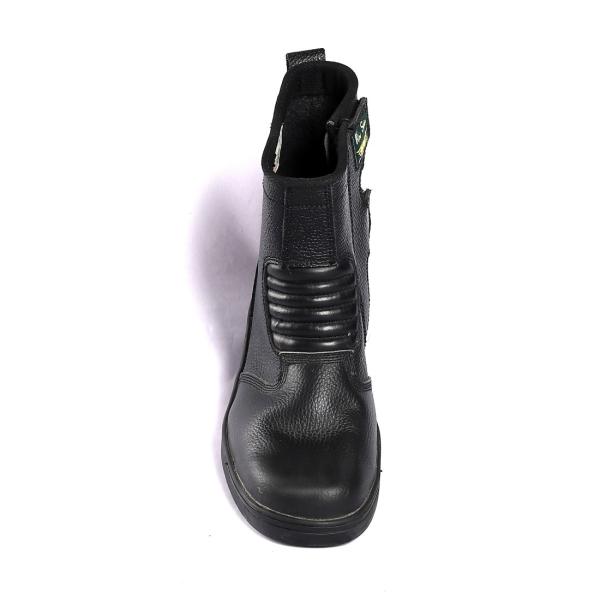 High Cut Safety Shoes PU Sole Ultimate Comfort Black Leather Fabric Upper Men'S Safety Shoes