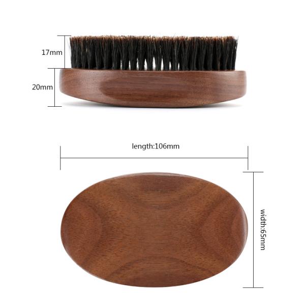 Pincel de barba de madeira de nozes oval personalizar logotipo da marca de barba de limpeza de escova