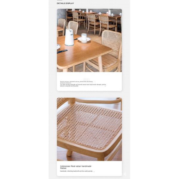 Customized Restaurant Furniture Outdoor Garden Wooden Dining Tables and Rattan Chair Restaurant Sets