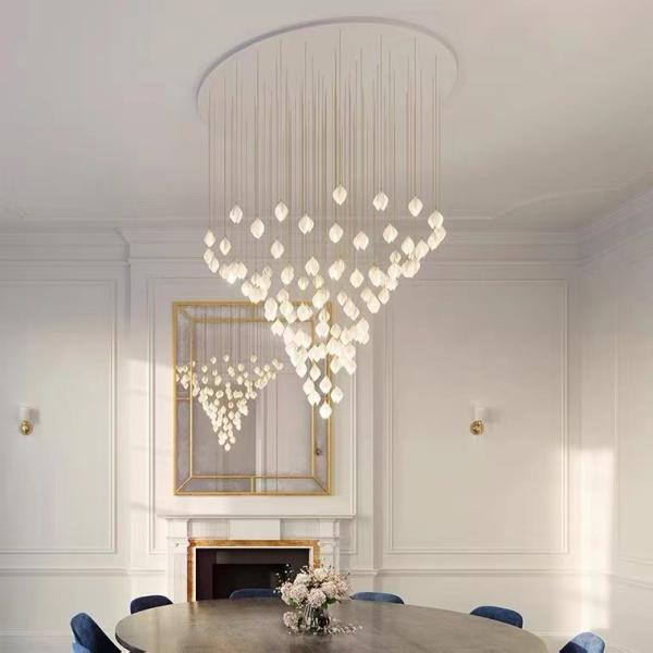 Ceramic Porcelain White Flower Decorative Chandelier Wedding Pendant Lamp For Hotel
