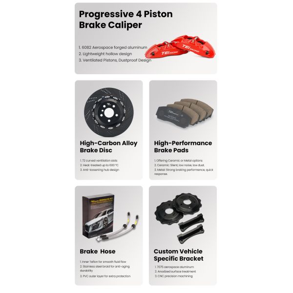 BBK For 4 Piston Caliper Honda Accord  Big Brake Kit P40NS High Reliability TEI Racing Big Brake Kit