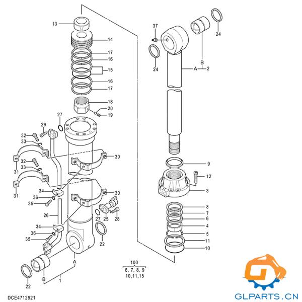 4712921 Cylinder Excavator Bucket Hydraulic Cylinder For Hitachi ZX470 ZaX470