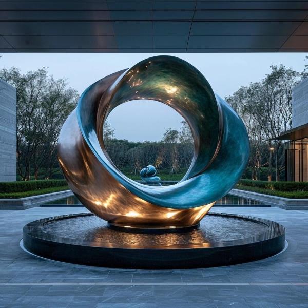 Custom Size Outdoor Garden Park Decoration Stainless Steel Metal Fountain Landscape Statue with Hard Enamel Technique