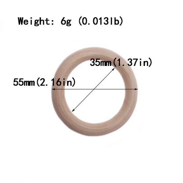 Bracelet DIY 55mm Wooden Teething Toy Beech Wood Teething Rings