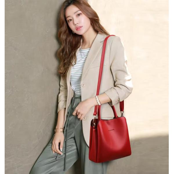 Medium Size Women's Leather Handbag Designer Shoulder Bag with Geometric Pattern