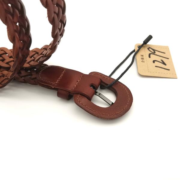 Cowhide Brown Braided Leather Belt Width 24mm Multipurpose Durable