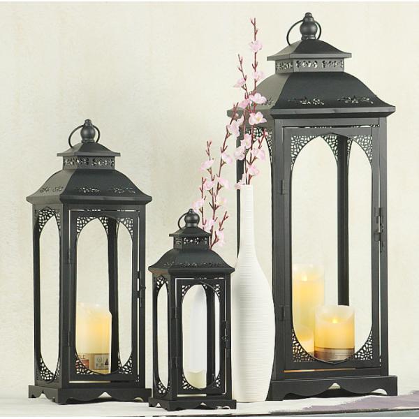 72cm Height Glass Candle Holders , Windproof Candle Holder Stand
