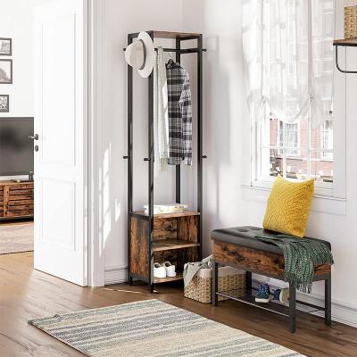 Small Coat Stand with Hooks, Industrial Coat Rack, Wooden Coat Stand, Small Hall Tree, LCR82BX