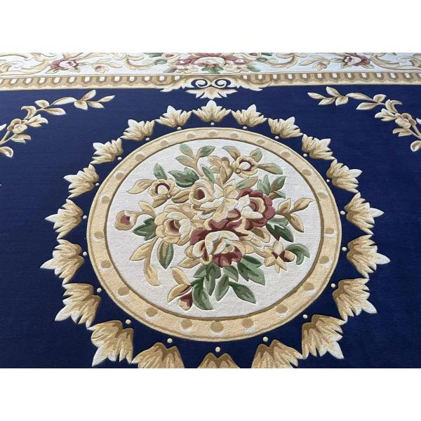 Handmade Turkish Silk Marine Carpet with Customized Trellis Pattern and Craftsmanship