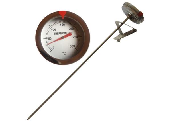 52mm Dial Candy Deep Fry Thermometer 300mm Long Probe Full Stainless Steel Structure