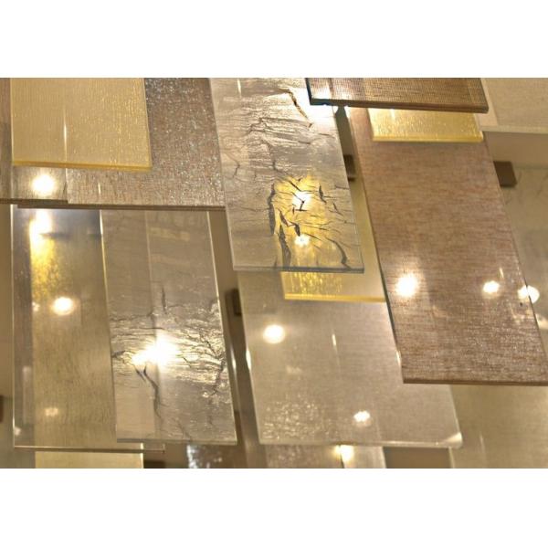 Fabric Interlayer 4mm Non Reflective Tempered Laminated Glass Sheets