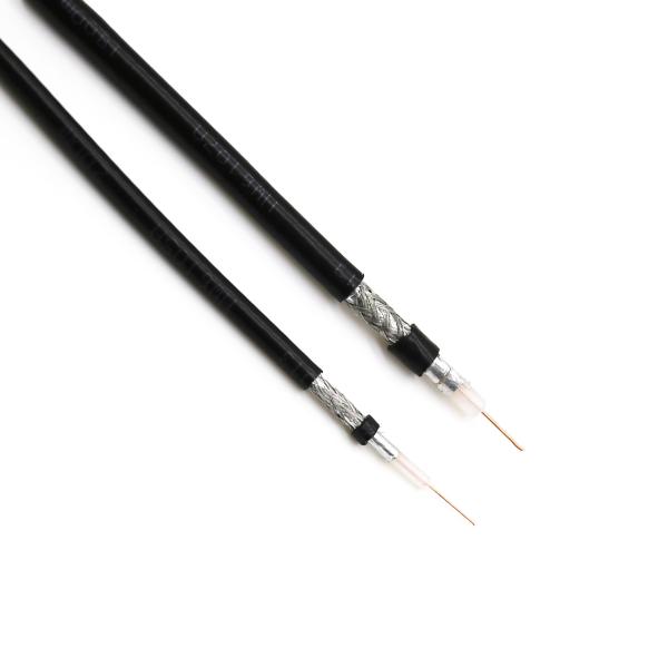 Black Flexible Coaxial Cable High Transmission 128 Braided Solid PE Insulated CATV Cable