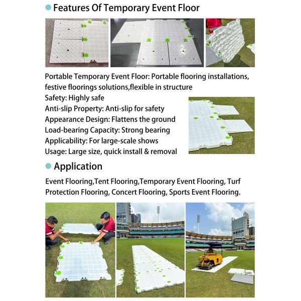 High Impact Resistance Portable Event Flooring with Interlocking Design and 260 Tons/Sq.m Load Capacity