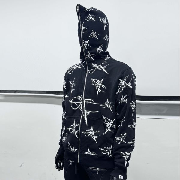 Custom Full Face Zip up Heavyweight Men's Hoodie Vintage Printed Streetwear Casual Oversized Fashion Graphic Baggy Hoodie Men