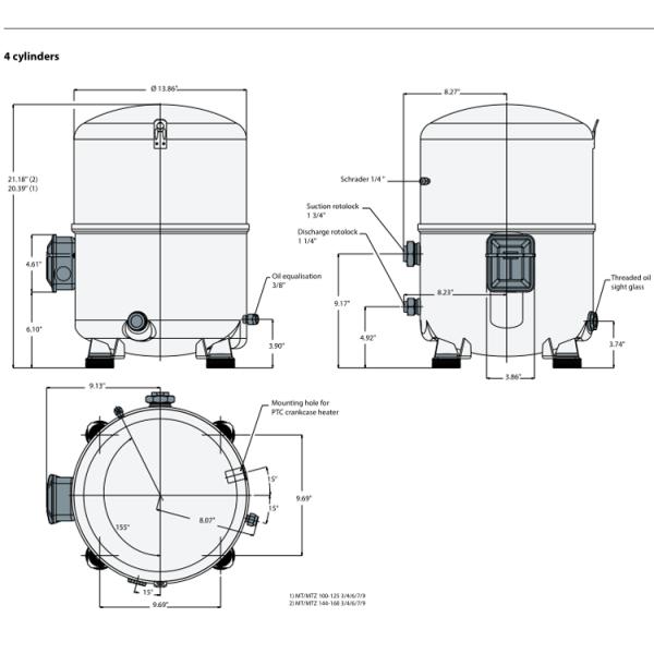 Блок холодной комнаты компрессора MT18-4VM 1.5HP Maneurop конденсируя для рефрижерации