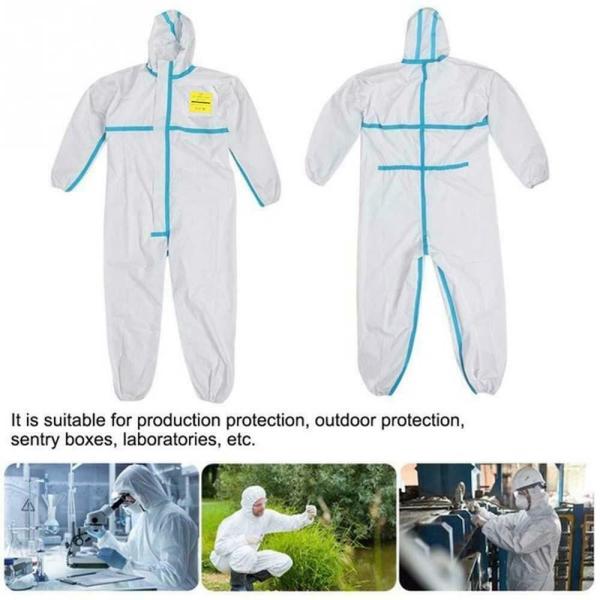 Resistente químico de pouco peso do vestido descartável encapuçado branco do isolamento