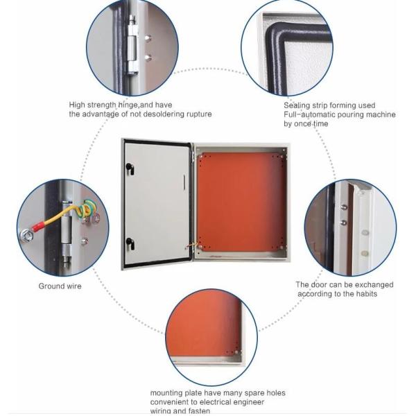 Grey Stainless Steel Electrical Cabinets / Steel Electrical Box Smooth Surface