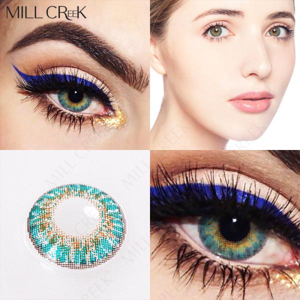 14.5mm Colored Light Green Contact Lenses Non Prescription For Dark Eyes