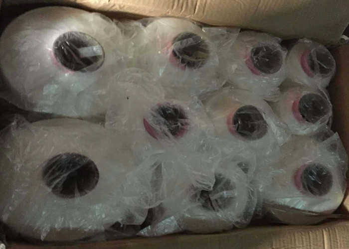 Low Stretch Full Dull Polyester DTY Yarn 150D / 144F Raw White AA Quality For Label