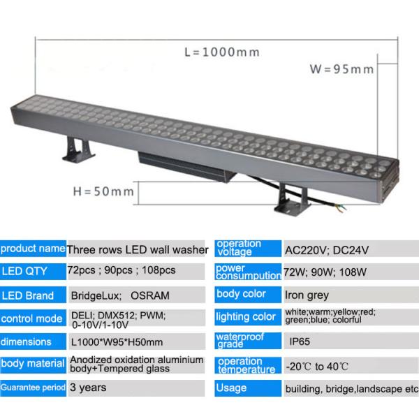 Three Rows LED wall washer lamp Powerful outdoor waterproof linear light floor spot lights external wall