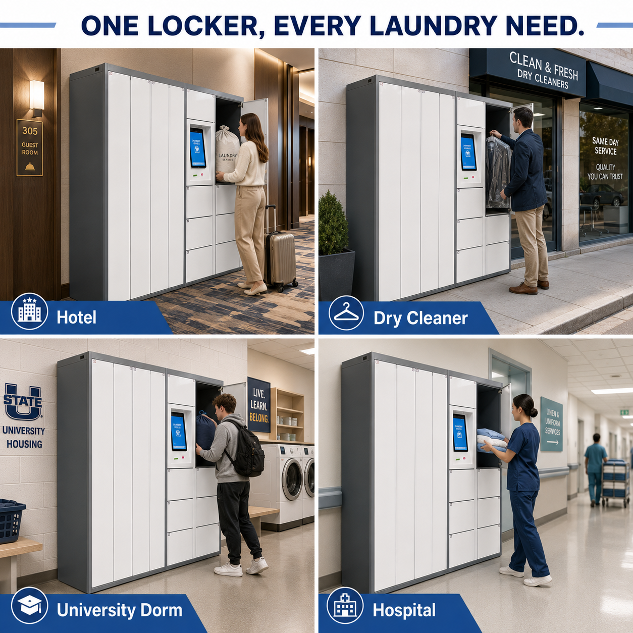 Smart Laundry Locker with 15.6