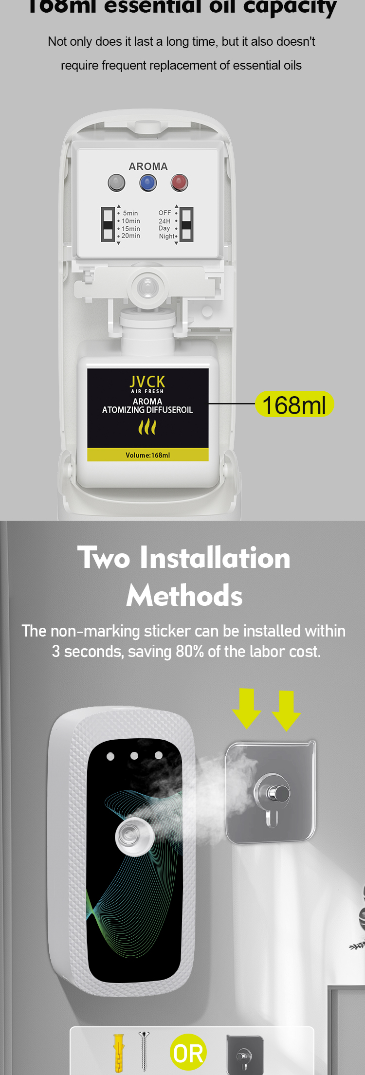 Commercial Hotel SPA Aroma Diffusers 168ML Eco Friendly Aromatherapy Diffuser Electric