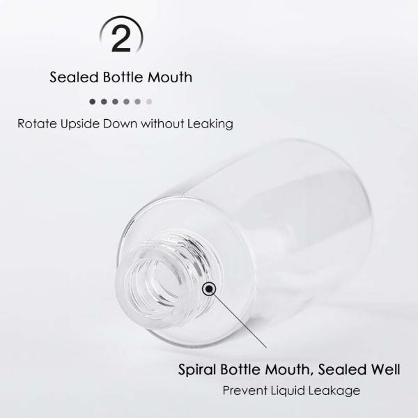 Botella de agua líquida transparente del espray de la niebla con la boca espiral de la botella