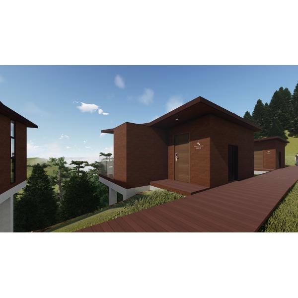 Cottage Prefab Timber Homes , Prefabricated Wooden Houses With Open Area Bathroom