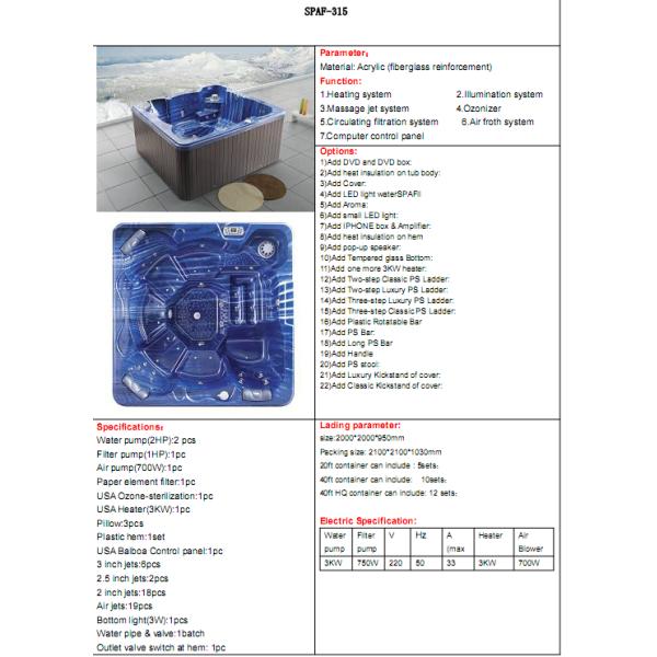 hot tub ,Outdoor Bathtub,swim spa,whirlpool,bahtub ,hot bathtub,swing pool  SPAF-315