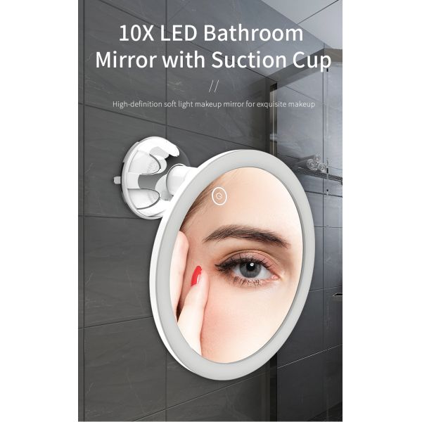 Custom 10X Magnification LED Light Travel-Friendly Foldable Makeup Mirror 360 Degree Adjustable New Desktop Cosmetic Mirror