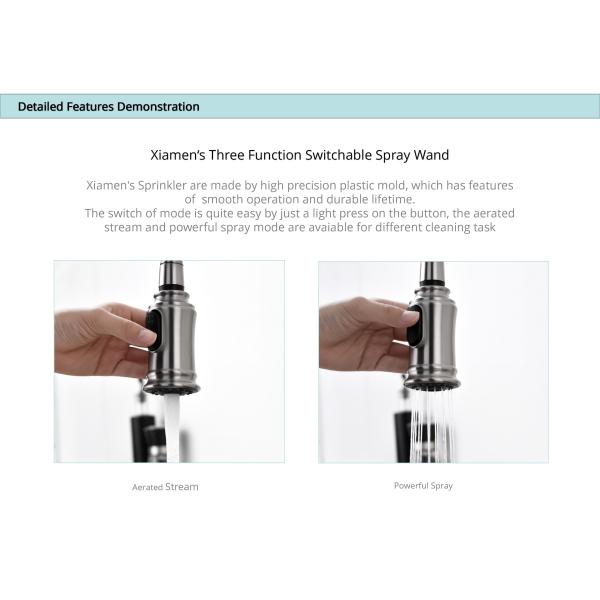 18/10 Faucet кухни нержавеющей стали гибких с Retractable вытягивает вниз шланг