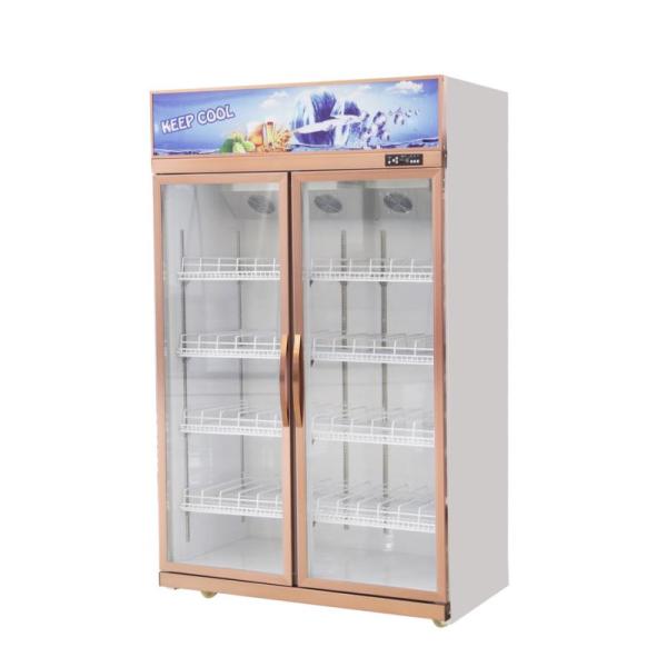 Air Cooling Upright Glass Door Chiller Double Door 1260L
