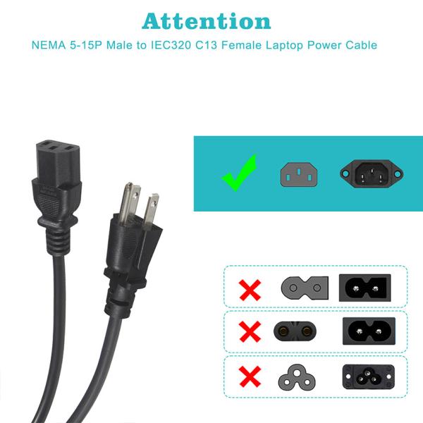 NEMA5-15P - C13 AC電源コード 1.8m 黒白 7A-15A