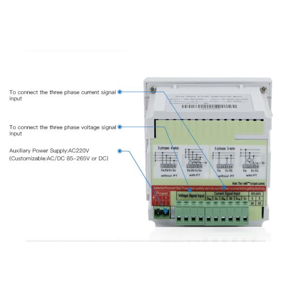 Three phase 5 rows display digital amp&volt &hertz meter AC combination multimeters