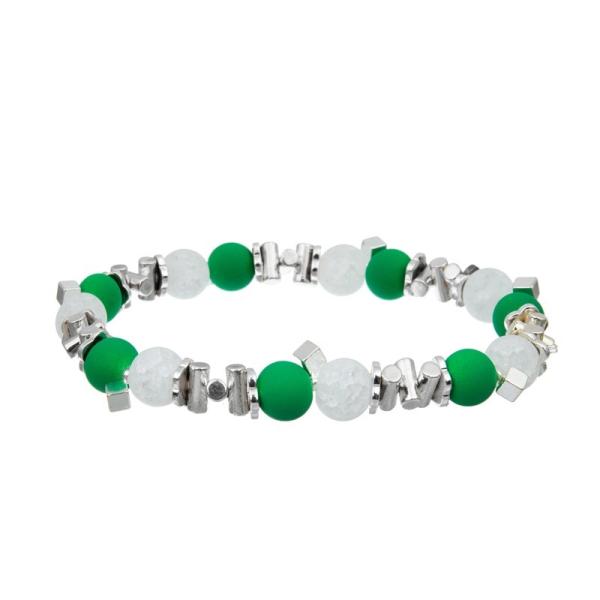 Party Green Leather Handmade Bracelet Set With Minimalist Zircon Rock Ball