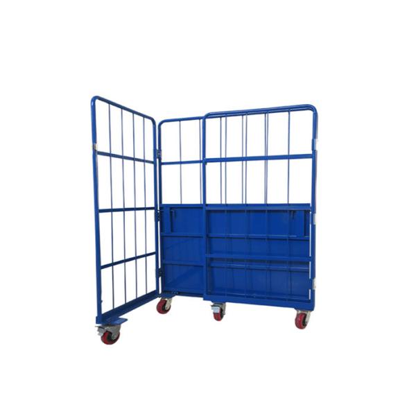 Stackable Roll Cage Trolley Metal Customized Wire Mesh Trolley Multipurpose