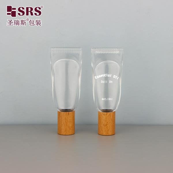 GB3-10ML Tube Shape Clear Glass Vial With Gemstone Roller Ball With Keychain Cap Lanyard For Oil Packaging