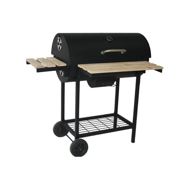 Smokeless Charcoal Grill with Flip Rotisserie and Table Commercial Outdoor Barrel BBQ